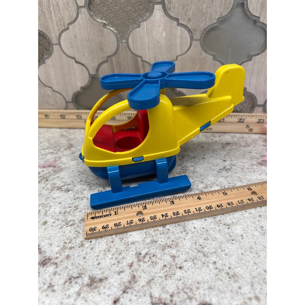 Vintage Ohio Art Helicopter Toy Yellow Blue Red Made in West Germany Plastic